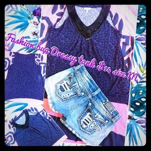 Dressy sequined purple & bleach cheetah print tank